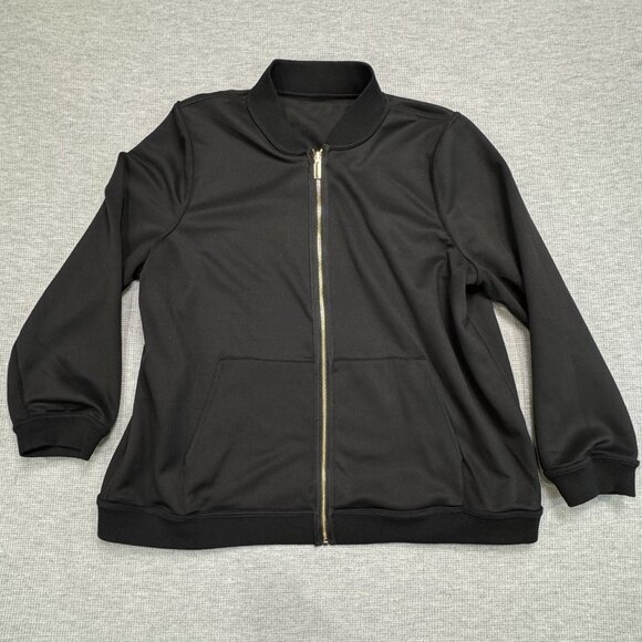 Joy Mangano CleanBoss Womens  Size 1X Black Reversible Bomber Jacket Gold NEW - Picture 7 of 16
